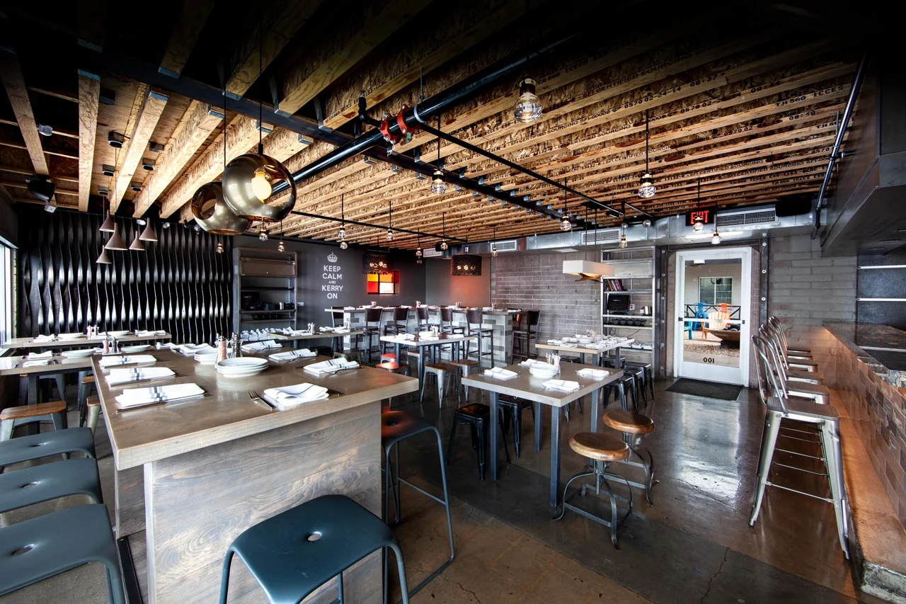 Dining room and open kitchen at Carson Kitchen